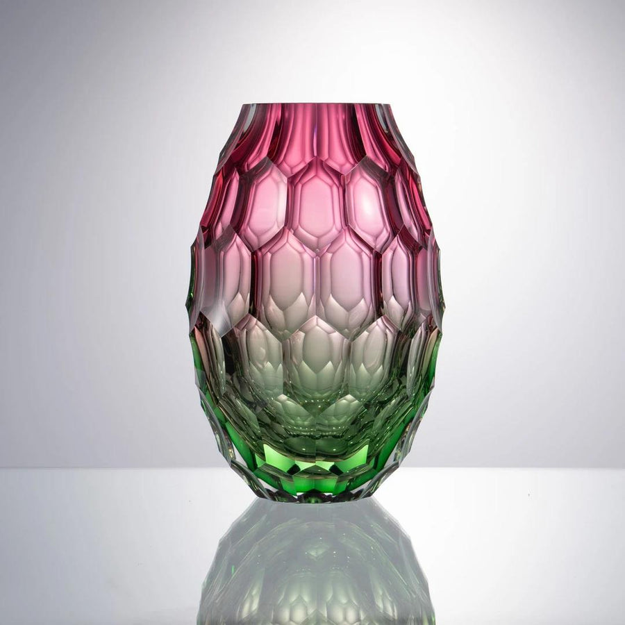 Murrana | Leap of Dreams — Pink and Green Honeycomb Glass Vase