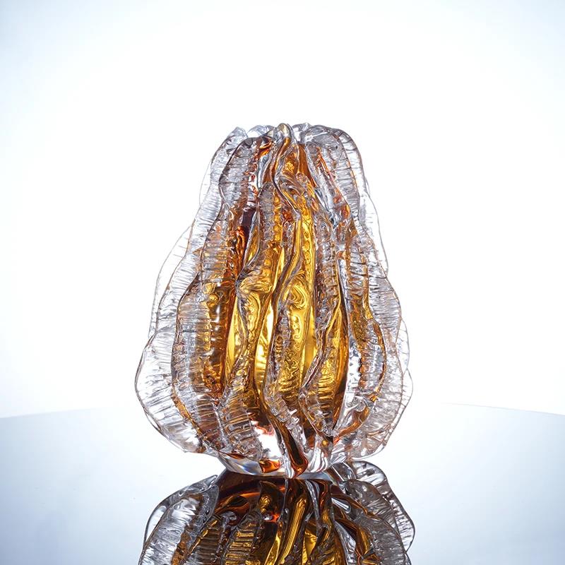 Murrana【Cocoon of Time】Handcrafted Crystal Glass Vase – Artistic Home Decor Centerpiece for Living Room Coffee Table