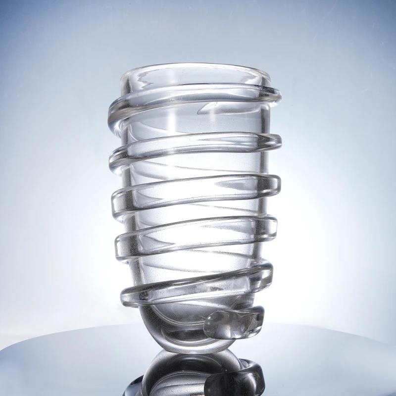 Murrana【Spiral Embrace】Handcrafted Crystal Glass Large Vase – Elegant Décor for Hotels, Villas, and Living Spaces