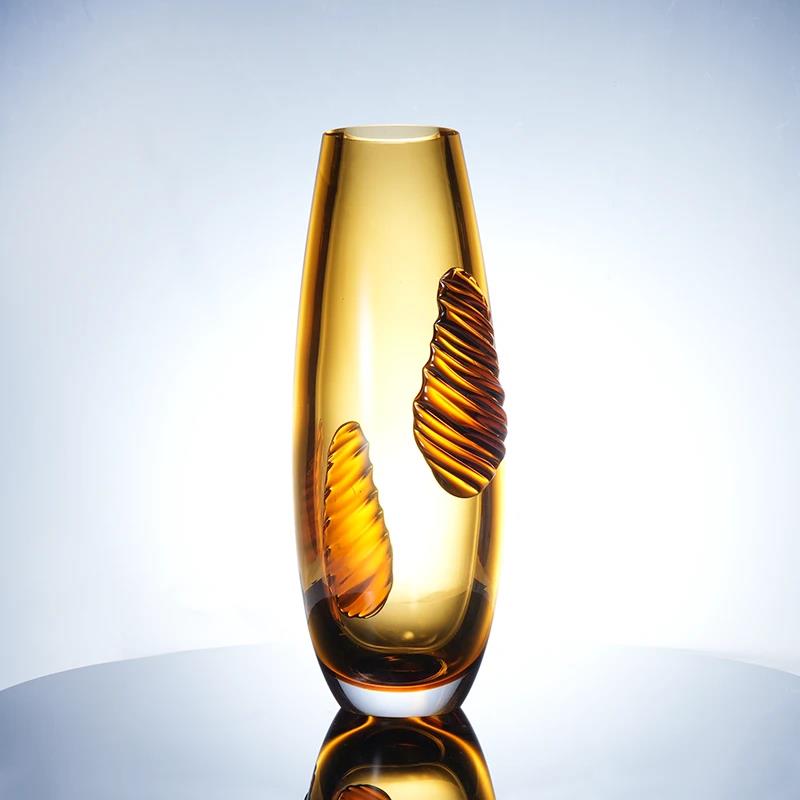 Murrana【Autumn Sense】Chinese-Style Glass Vase – Elegant Coloured Glaze Flower Vessel for Living Room, Dining Table, or Showroom Décor