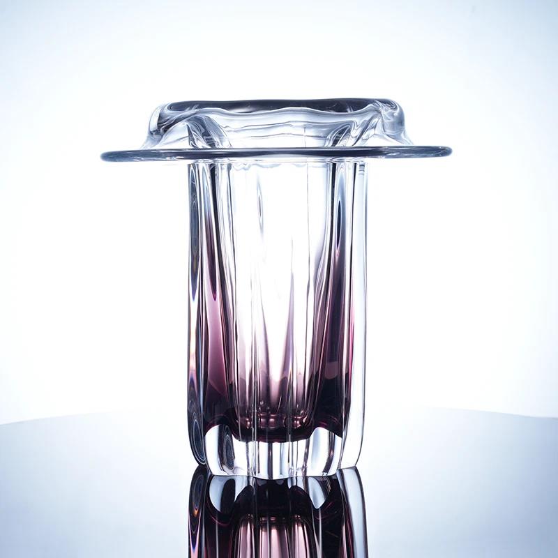 Murrana【Flow of Light】Handcrafted Transparent Crystal Glass Vase – Elegant Decorative Accent for Living Room, Coffee Table, or Dining Table