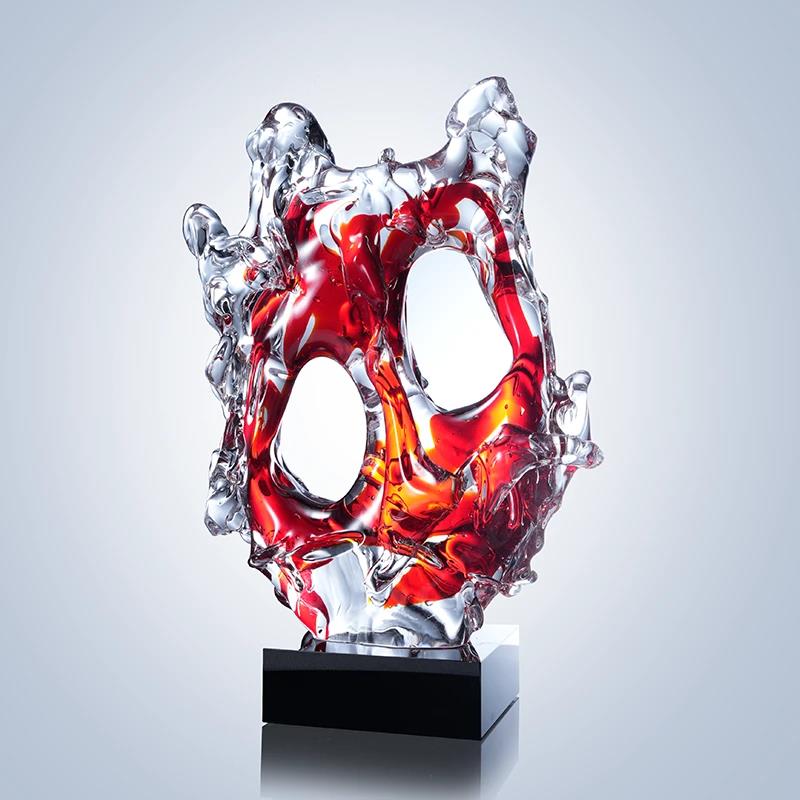 Murrana【Heart of Flame】Handcrafted Crystal Glass Sculpture – Auspicious Décor for Study, Office, or Display Shelf