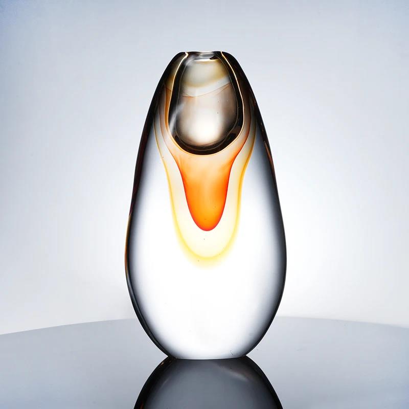 Murrana【Warm Flow】Luxe Glass & coloured glaze Flower Vase – French Vintage-Style Hydroponic Floral Decor for Living Room