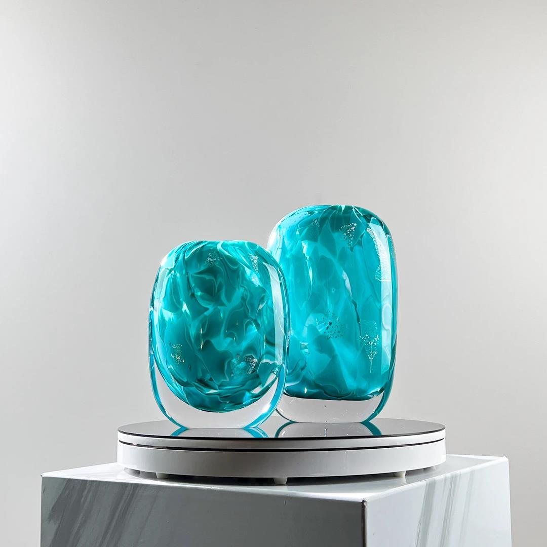 Murrana【Rhythm of the Ocean】Italian minimalist modern light luxury simple art crystal glass flower vase ornaments
