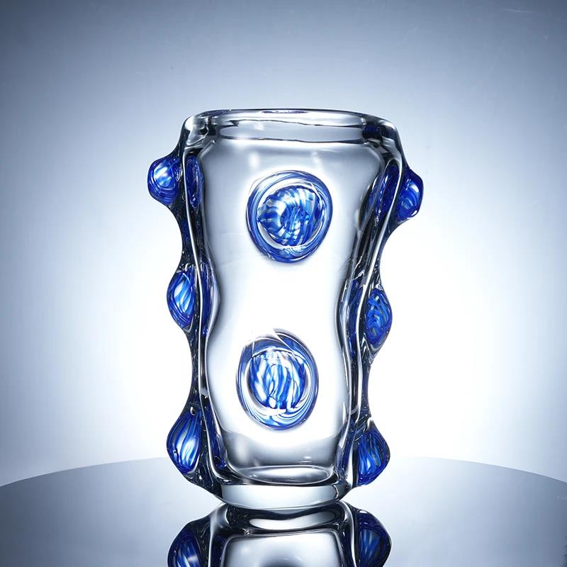 Murrana【Heart of the Rhythm】 Handcrafted Crystal Glass Statement Vase – Decorative Floral Centerpiece for Living Room or Dining Table