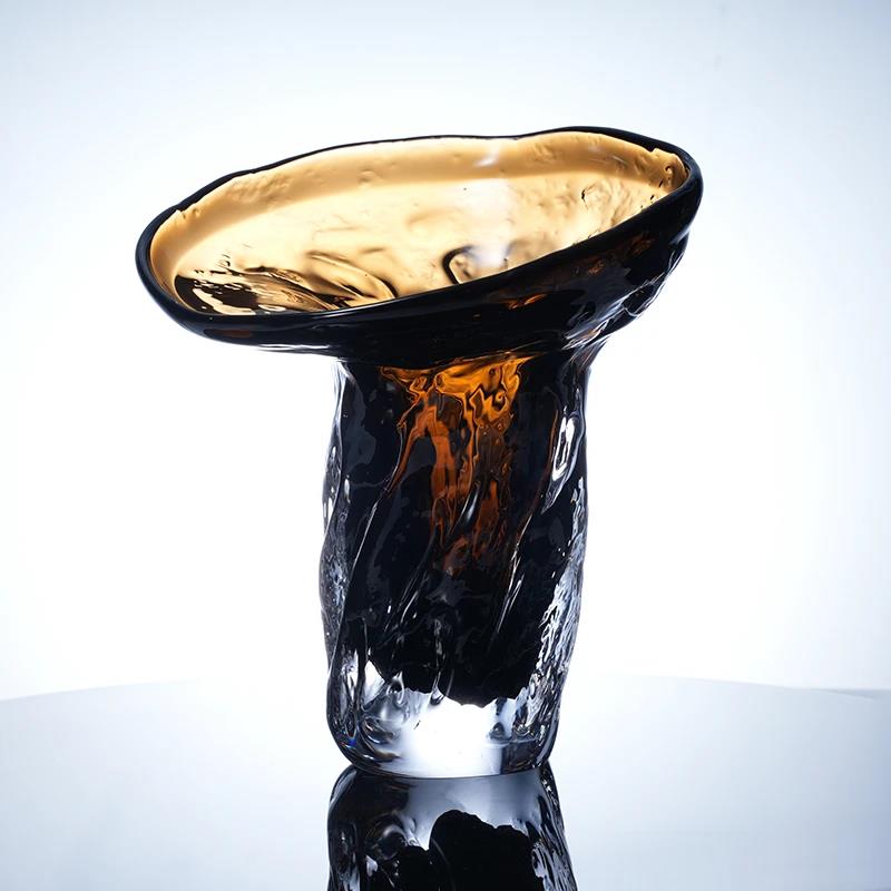 Murrana【Golden Overflow】Luxe Modern Glass & coloured glaze Vase and Fruit Bowl – Elegant Home & Hotel Decorative Piece