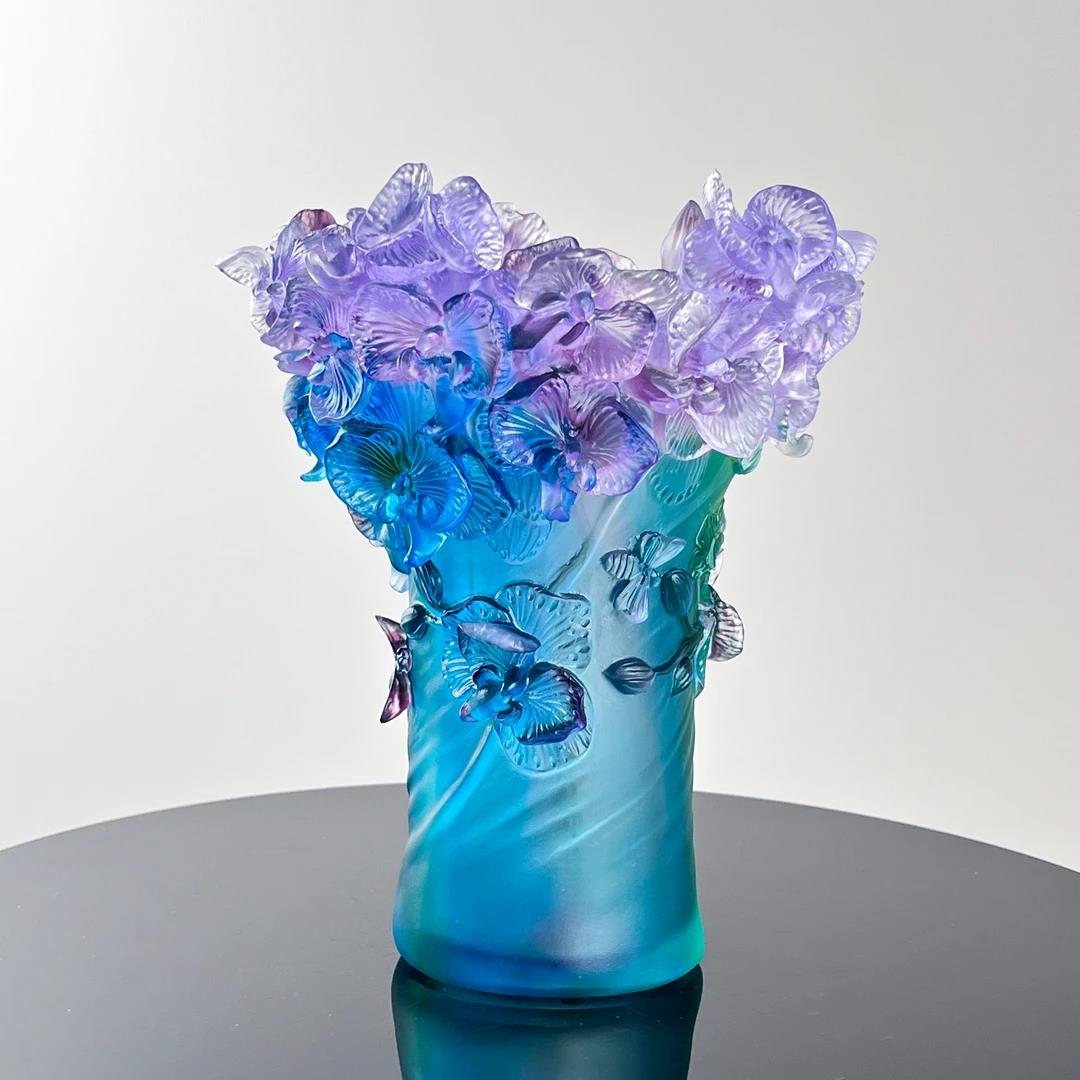 Murrana【Crystal Dawn】Modern luxury new Chinese style pure handmade crystal glass art flower vase