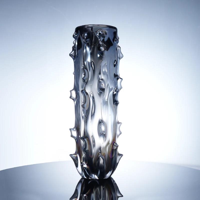 Murrana【Force of Fission】Luxe Minimalist Glass Vase – Coloured glaze Flower Vessel for Home, Living Room, Study, Showroom, or Hallway Décor