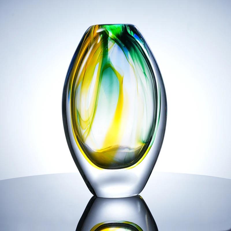 Murrana【Dewlight Anthem】 Handcrafted Crystal Glass Vase – Elegant Floral Decor for Living Room, Entryway, or Showroom