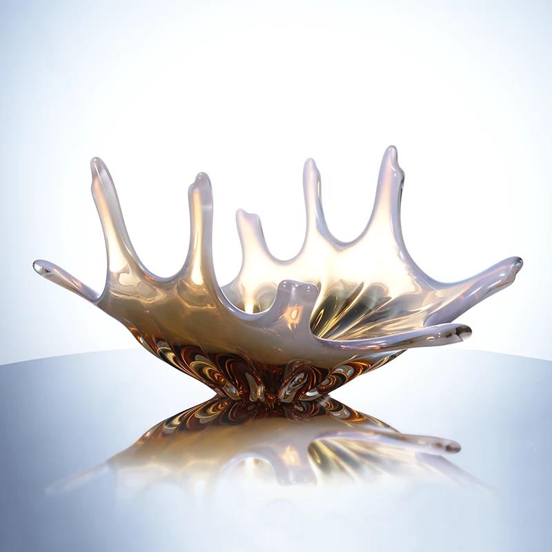 Murrana【Eternal Splash】Handcrafted Crystal Glass Creative Fruit Tray – Elegant Coffee Table Art & Premium Storage