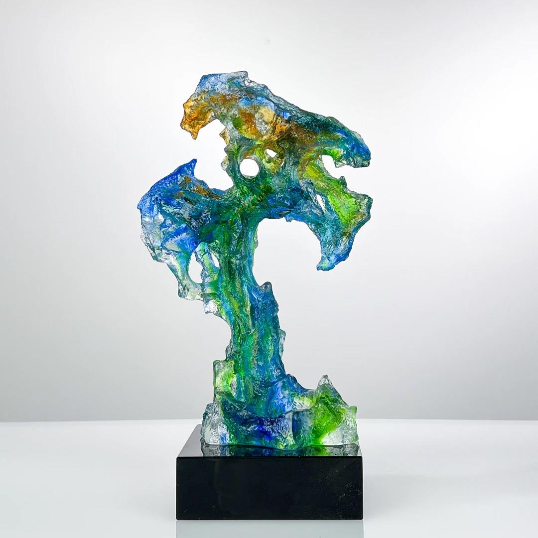 Murrana【Heart of the Waves】 Abstractionism Gift Purely Handmade Crystal Glass Art Ornaments