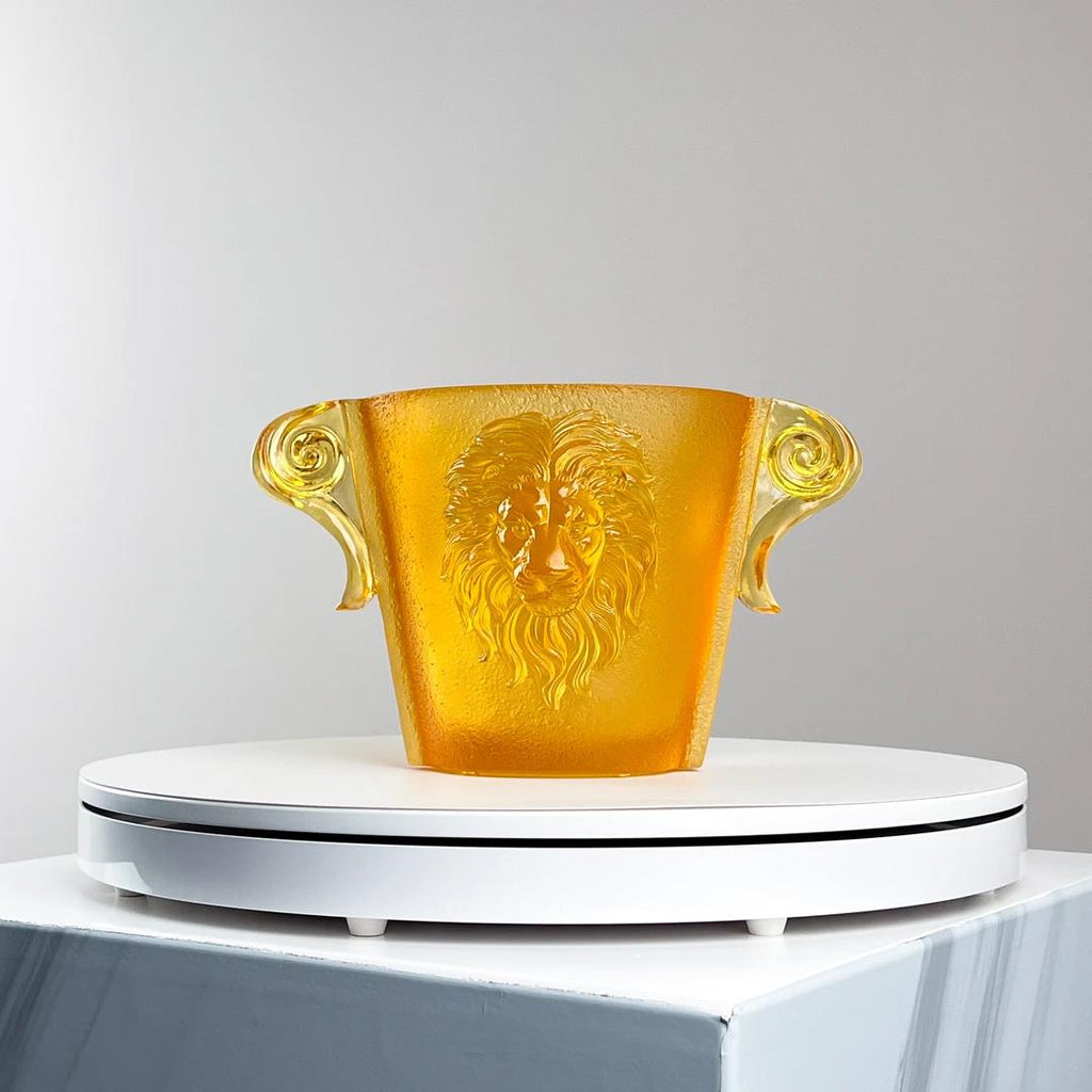 Murrana | Soul of the King — Amber Lion-Relief Glass Vessel