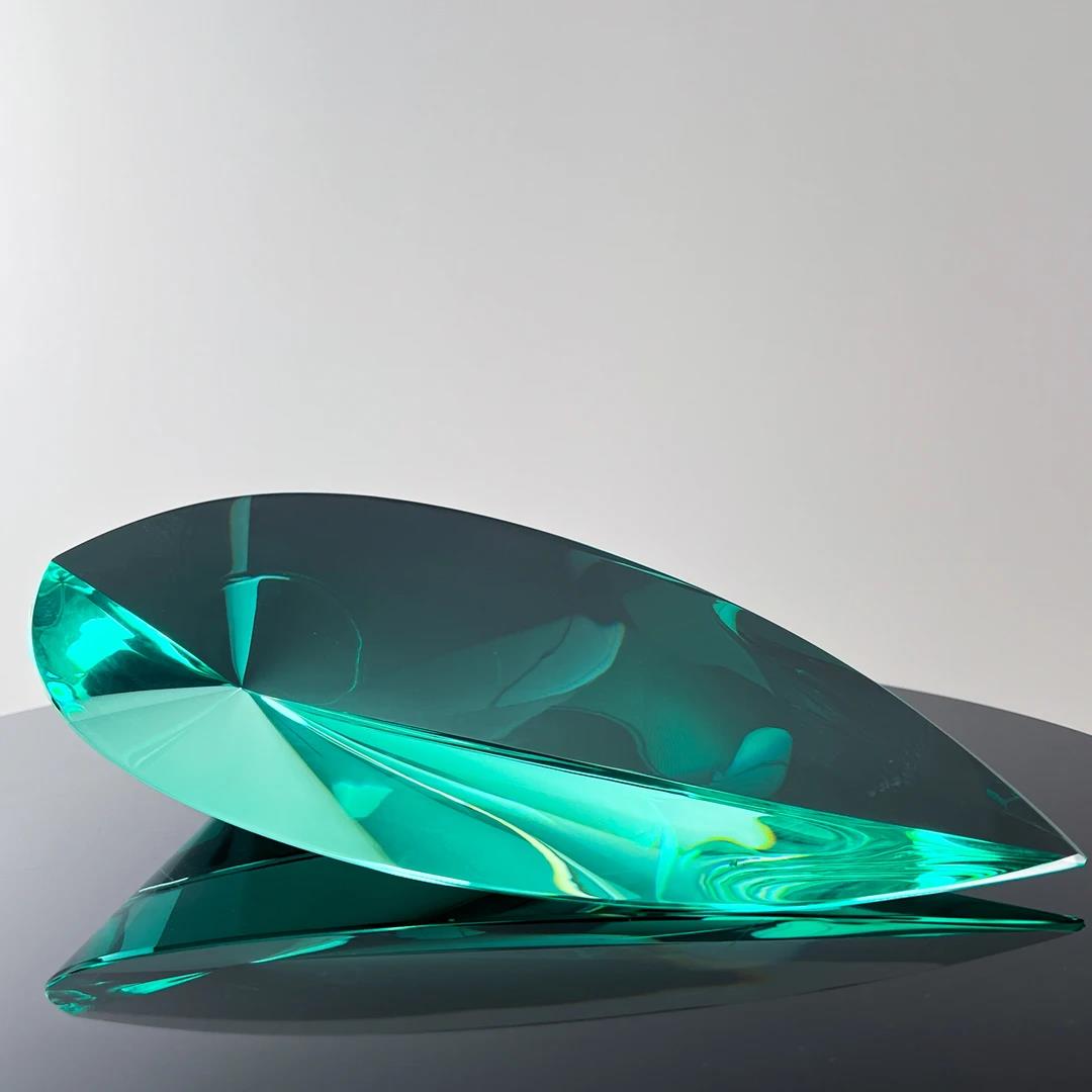 Murrana | Seed of Life — Green Faceted Glass Sculpture