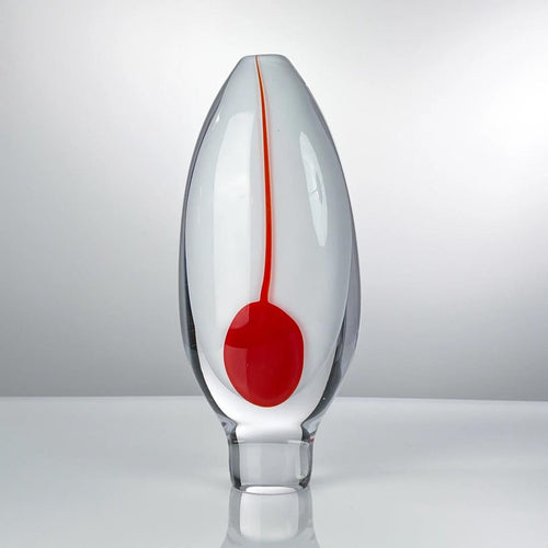 Murrana | Drop Within Silence — Red Accent Glass Art