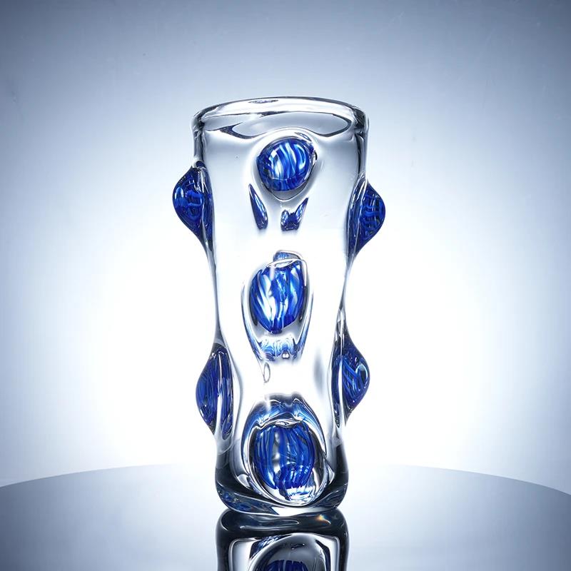 Murrana【Heart of the Rhythm】 Handcrafted Crystal Glass Statement Vase – Decorative Floral Centerpiece for Living Room or Dining Table