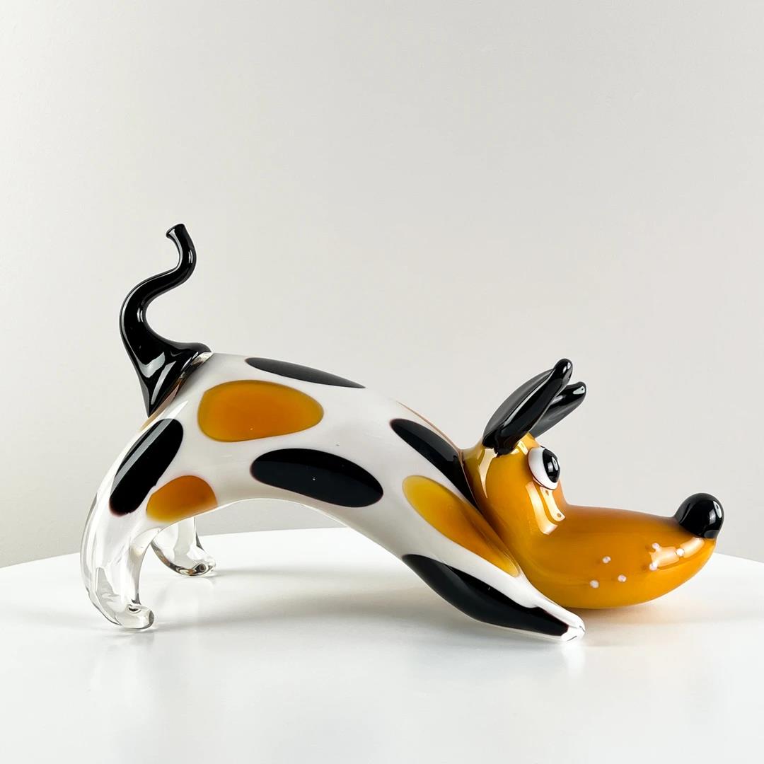 Murrana 【Playful Pup】 New Chinese traditional aesthetics light luxury high-end handmade glass art animal ornaments