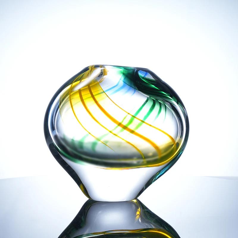 Murrana【Dewlight Anthem】 Handcrafted Crystal Glass Vase – Elegant Floral Decor for Living Room, Entryway, or Showroom