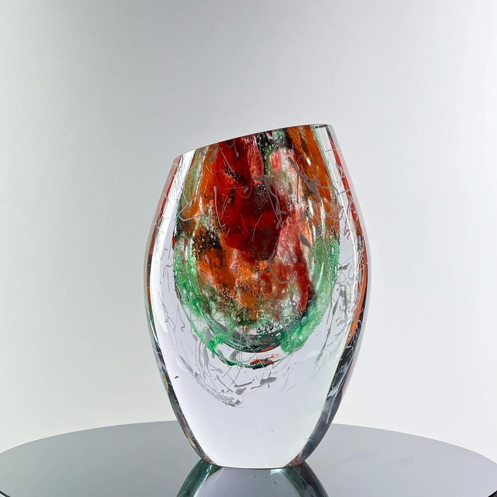 Murrana【Heart of Flame】Italian minimalist abstract art crystal glass light luxury high-end flower vase ornaments
