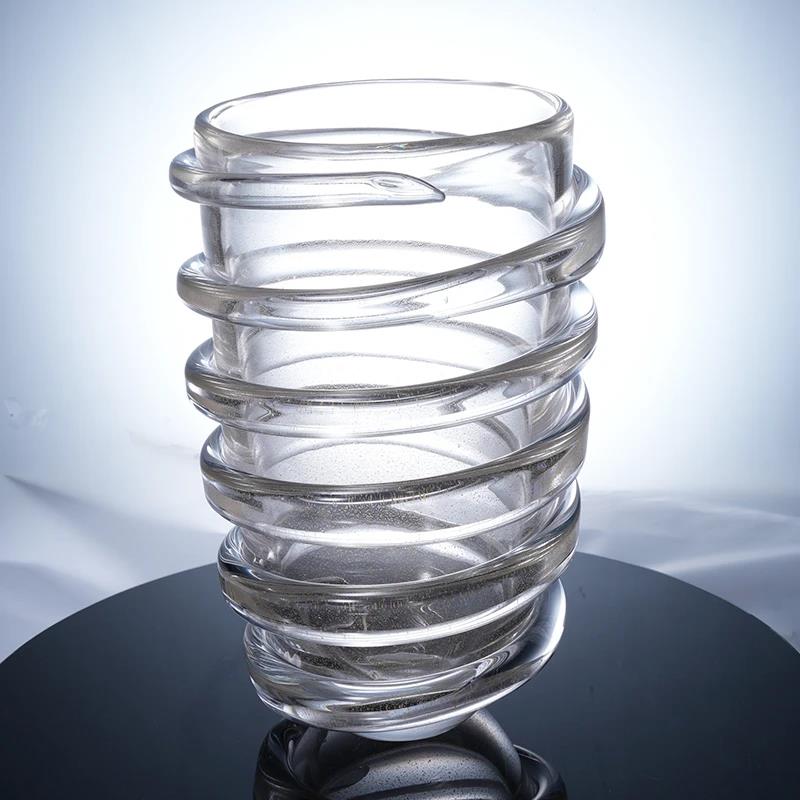 Murrana【Spiral Embrace】Handcrafted Crystal Glass Large Vase – Elegant Décor for Hotels, Villas, and Living Spaces