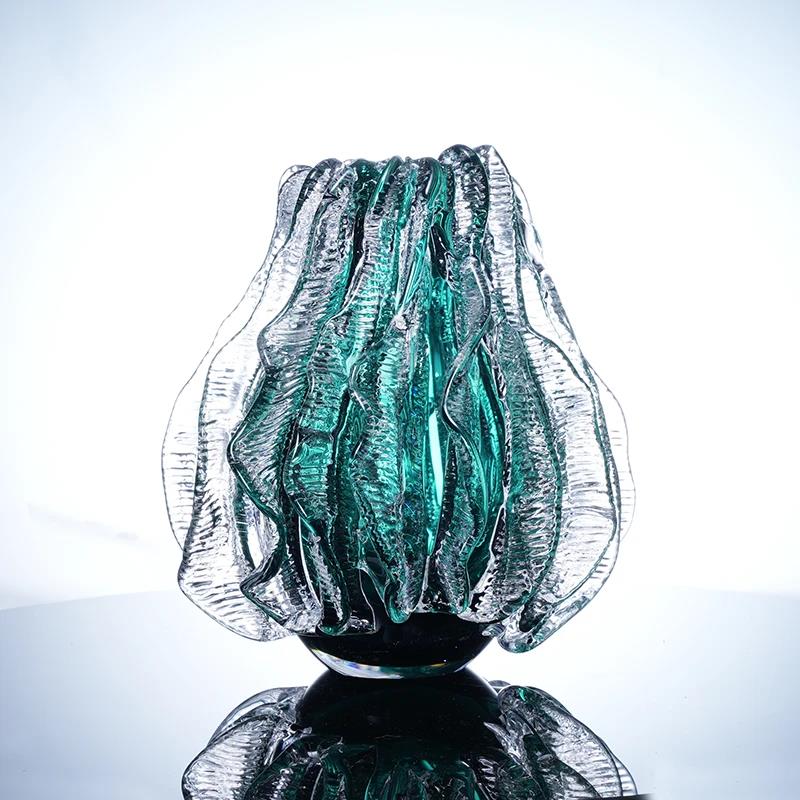 Murrana【Cocoon of Time】Handcrafted Crystal Glass Vase – Artistic Home Decor Centerpiece for Living Room Coffee Table