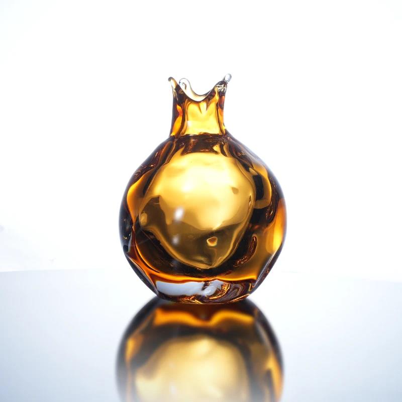 Murrana【Embroidered Scent Pouch】 Handcrafted Crystal Glass Mini Pomegranate Vase & Diffuser – Decorative Accent for Living Room, Coffee Table, or Bedroom