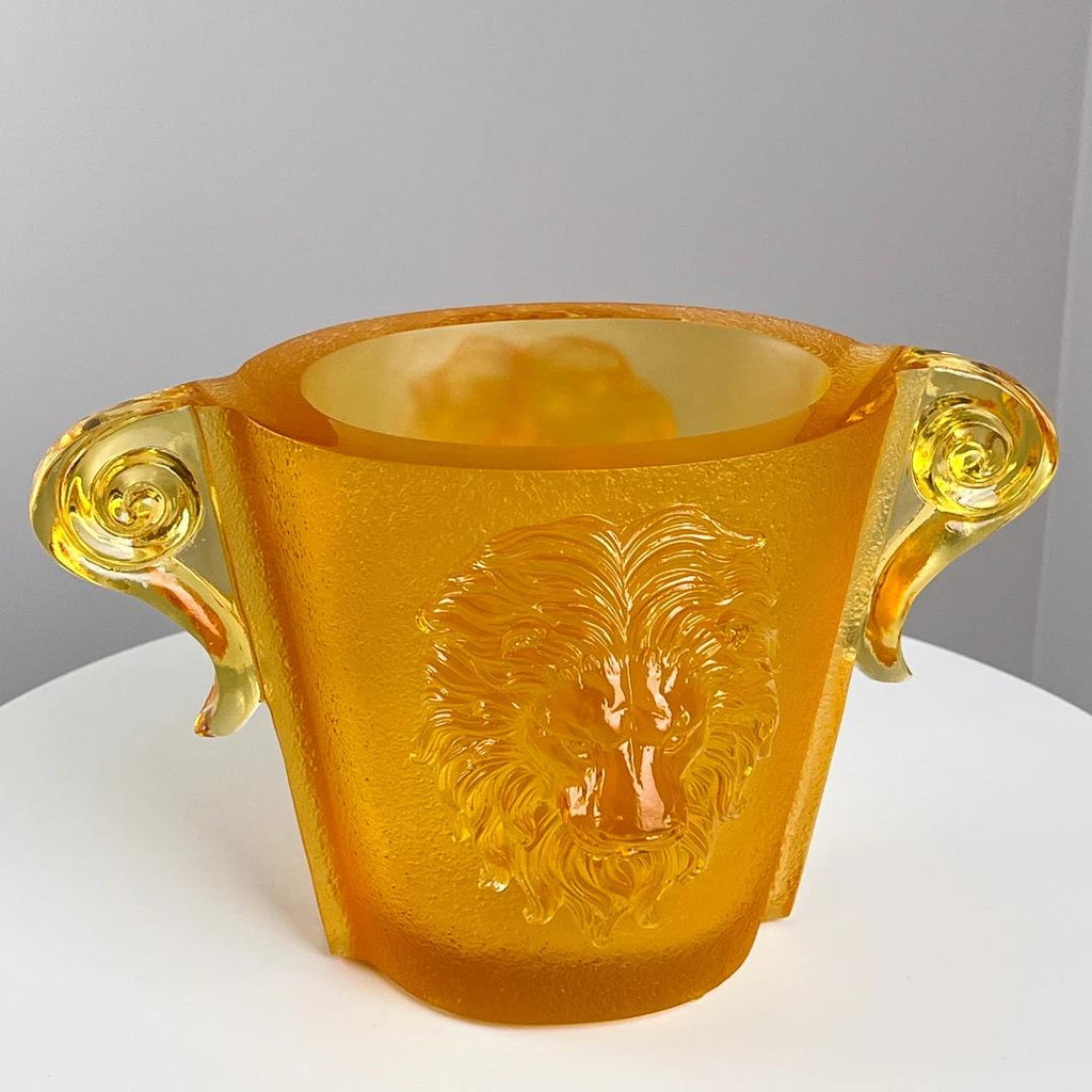 Murrana | Soul of the King — Amber Lion-Relief Glass Vessel