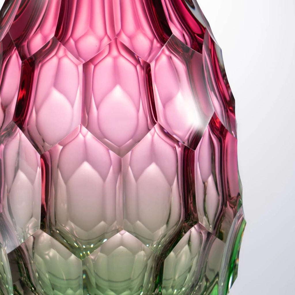 Murrana | Leap of Dreams — Pink and Green Honeycomb Glass Vase