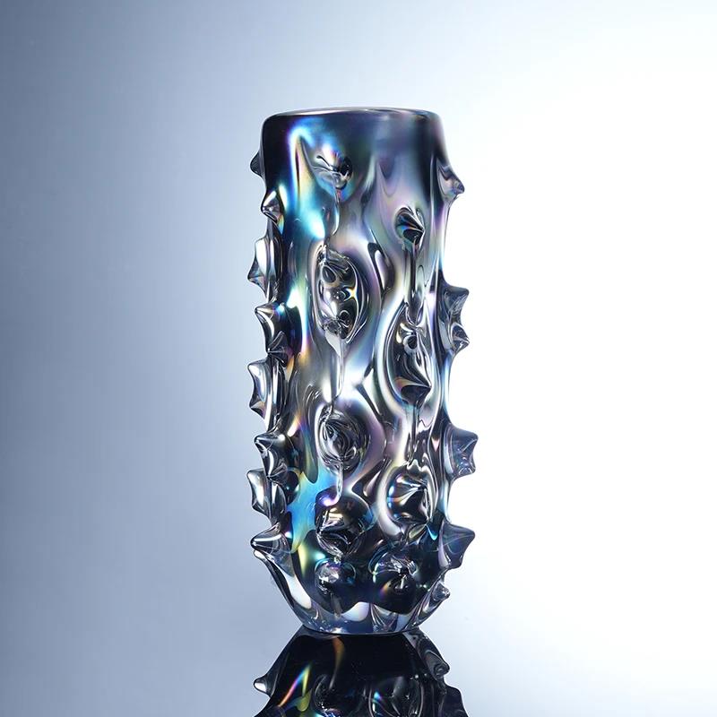 Murrana【Force of Fission】Luxe Minimalist Glass Vase – Coloured glaze Flower Vessel for Home, Living Room, Study, Showroom, or Hallway Décor