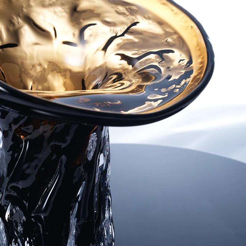 Murrana【Golden Overflow】Luxe Modern Glass & coloured glaze Vase and Fruit Bowl – Elegant Home & Hotel Decorative Piece