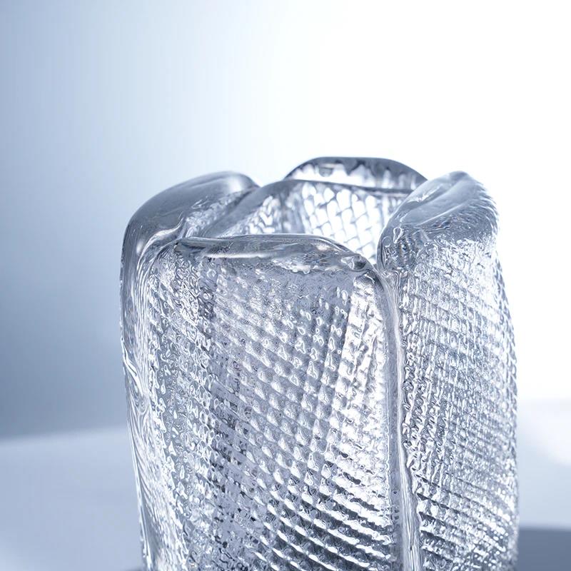 Murrana【Whispers of Ice】 Handcrafted Crystal Glass Art Vase and fruit bowl – Elegant Floral Decor for Living Room, Console, or Showroom