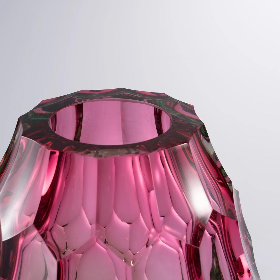 Murrana | Leap of Dreams — Pink and Green Honeycomb Glass Vase