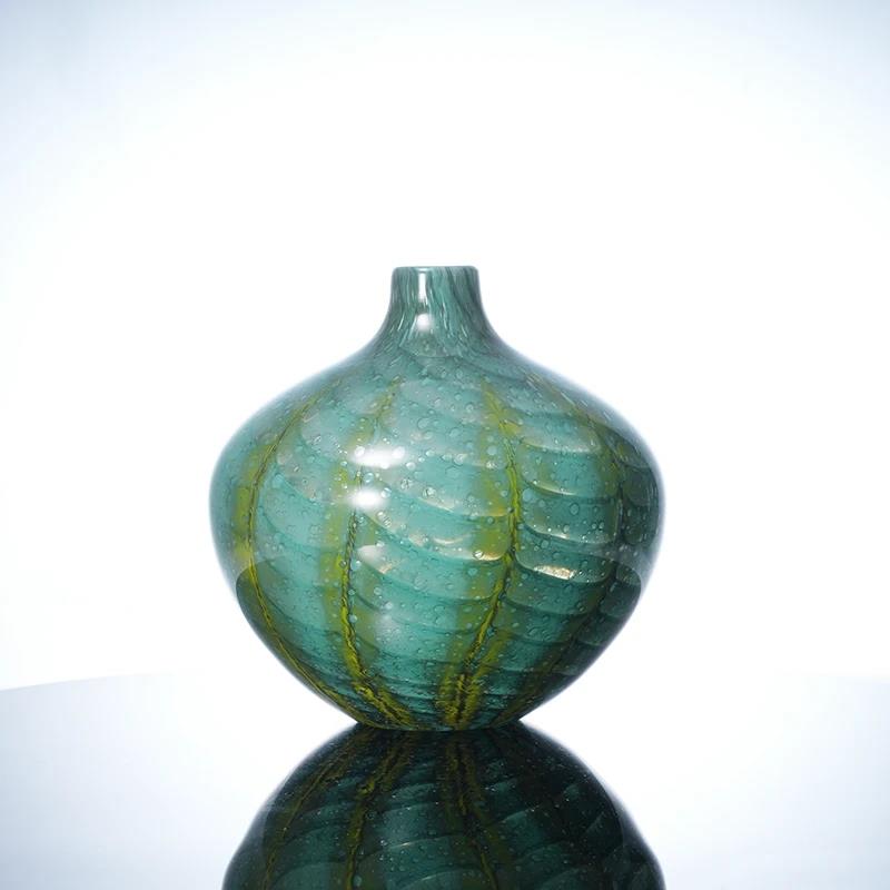 Murrana【Feather Flow】Handcrafted Crystal Glass Peacock Feather Vase – Decorative Floral Accent for Living Room or Entryway