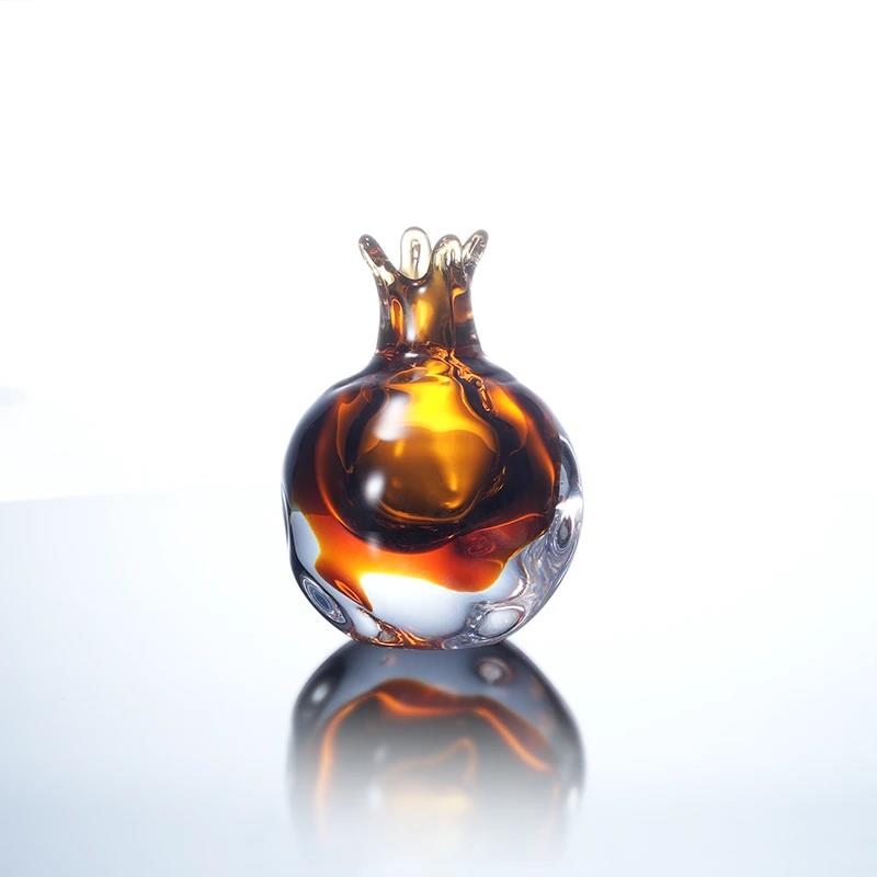 Murrana【Embroidered Scent Pouch】 Handcrafted Crystal Glass Mini Pomegranate Vase & Diffuser – Decorative Accent for Living Room, Coffee Table, or Bedroom