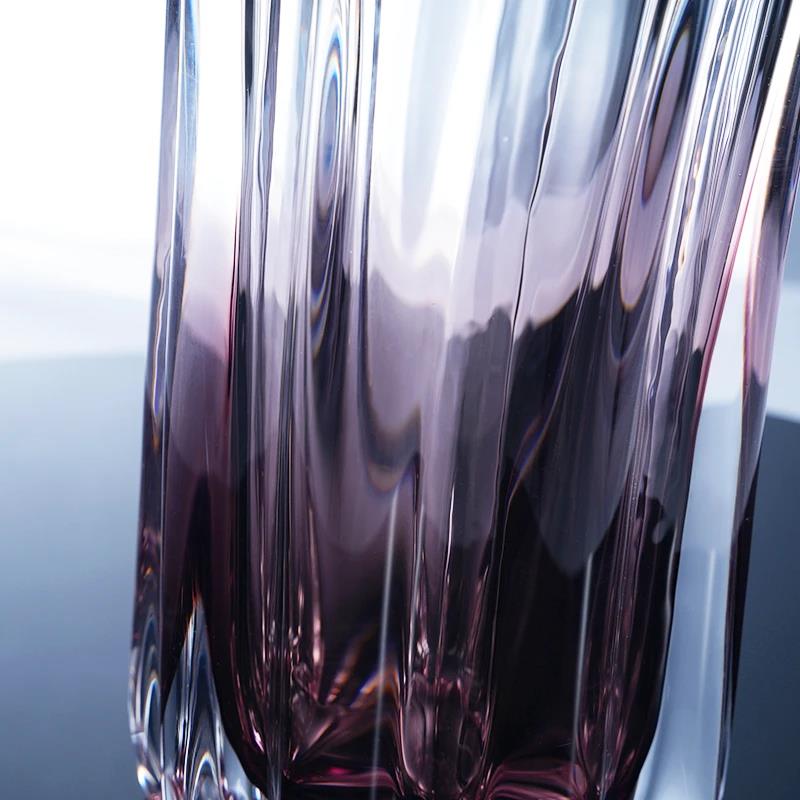 Murrana【Flow of Light】Handcrafted Transparent Crystal Glass Vase – Elegant Decorative Accent for Living Room, Coffee Table, or Dining Table