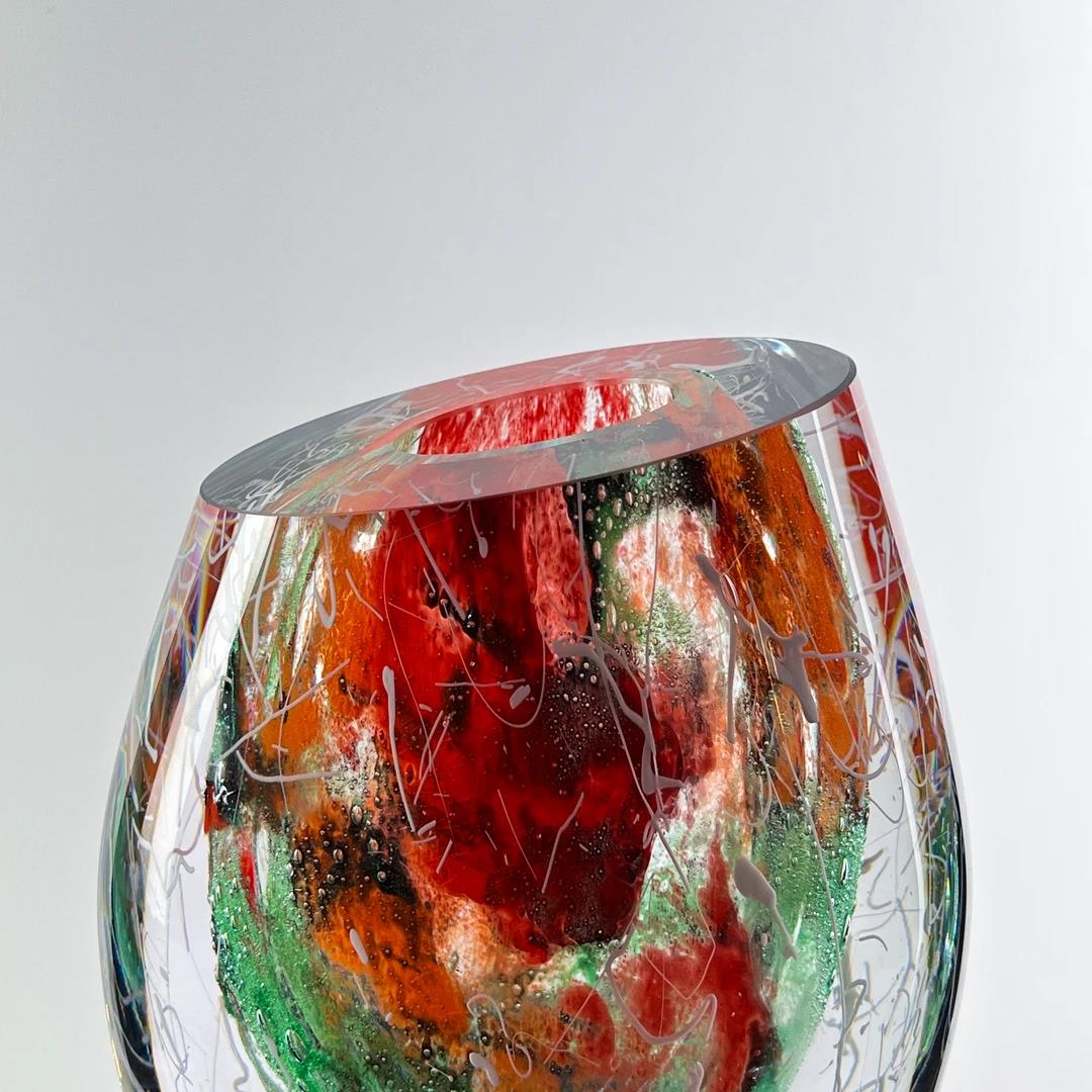 Murrana【Heart of Flame】Italian minimalist abstract art crystal glass light luxury high-end flower vase ornaments