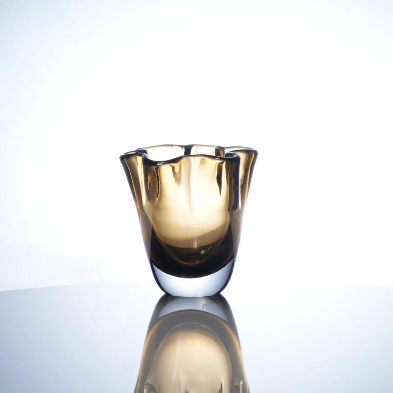 Murrana【Dawn Blossom】Film Maillard-Toned Glass Art Vase & Fruit Bowel– Vintage Floral Decor for Living Room Table