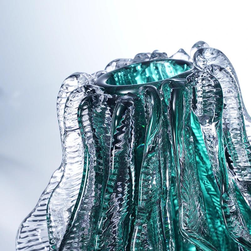 Murrana【Cocoon of Time】Handcrafted Crystal Glass Vase – Artistic Home Decor Centerpiece for Living Room Coffee Table