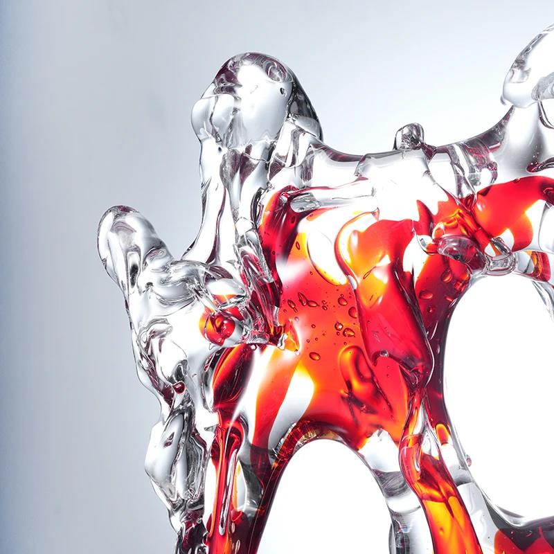 Murrana【Heart of Flame】Handcrafted Crystal Glass Sculpture – Auspicious Décor for Study, Office, or Display Shelf