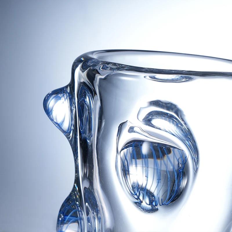 Murrana【Heart of the Rhythm】 Handcrafted Crystal Glass Statement Vase – Decorative Floral Centerpiece for Living Room or Dining Table