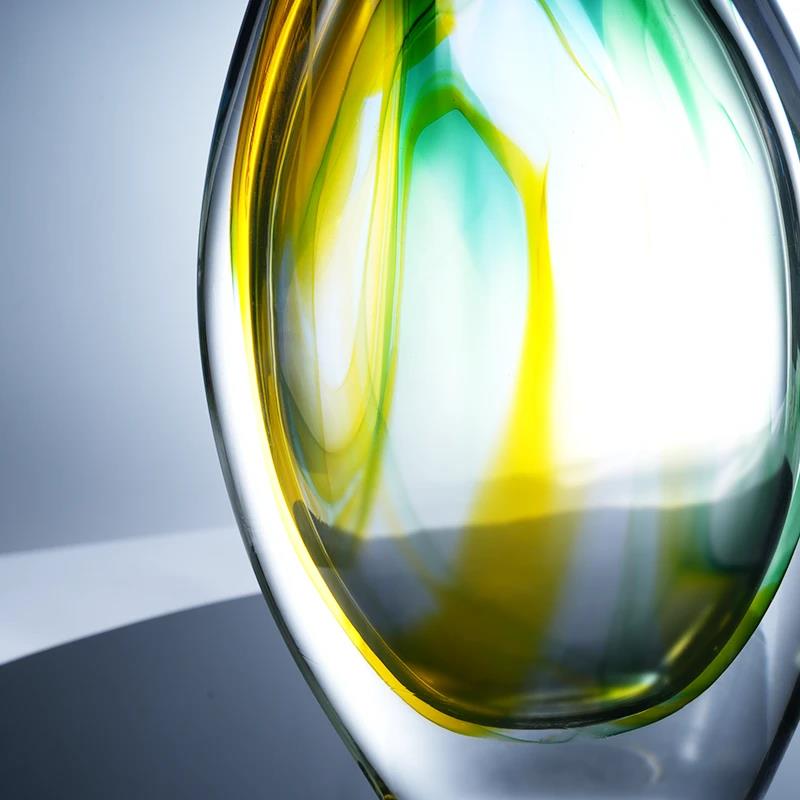 Murrana【Dewlight Anthem】 Handcrafted Crystal Glass Vase – Elegant Floral Decor for Living Room, Entryway, or Showroom