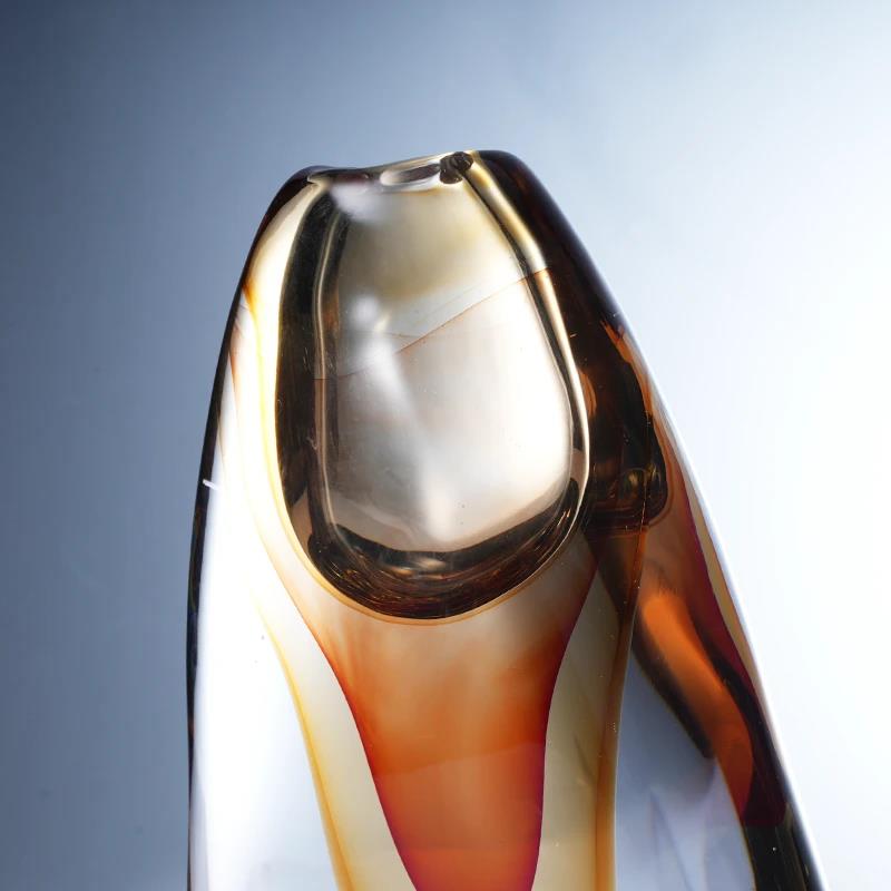 Murrana【Warm Flow】Luxe Glass & coloured glaze Flower Vase – French Vintage-Style Hydroponic Floral Decor for Living Room