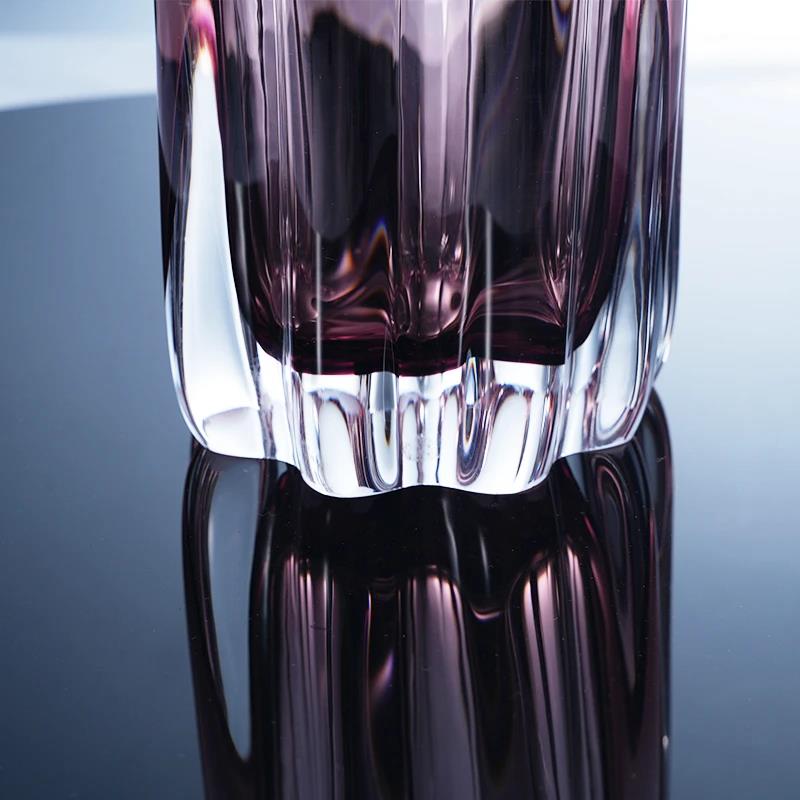 Murrana【Flow of Light】Handcrafted Transparent Crystal Glass Vase – Elegant Decorative Accent for Living Room, Coffee Table, or Dining Table