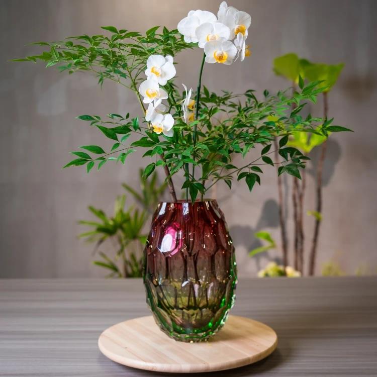 Murrana | Leap of Dreams — Pink and Green Honeycomb Glass Vase