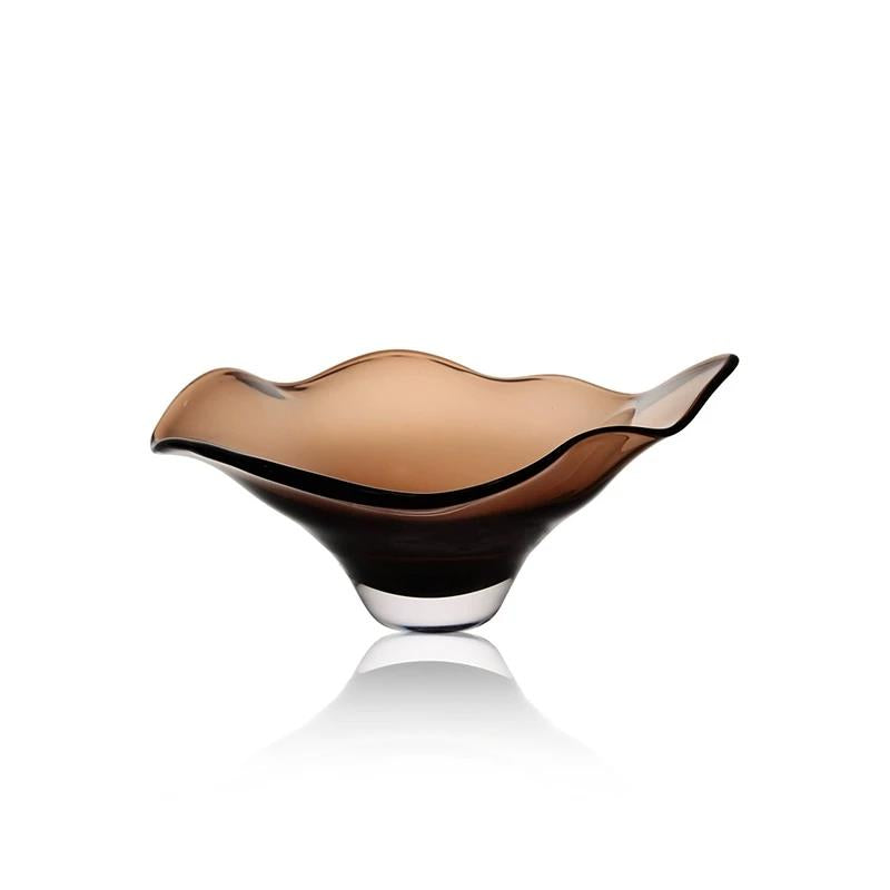 Murrana【Dawn Blossom】Film Maillard-Toned Glass Art Vase & Fruit Bowel– Vintage Floral Decor for Living Room Table