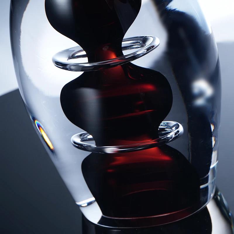 Murrana【Reflections】Eternal Luxe Fluid Magnetic Crystal & Coloured glaze Sculpture – Handmade Transparent Glass Art Piece for Showroom