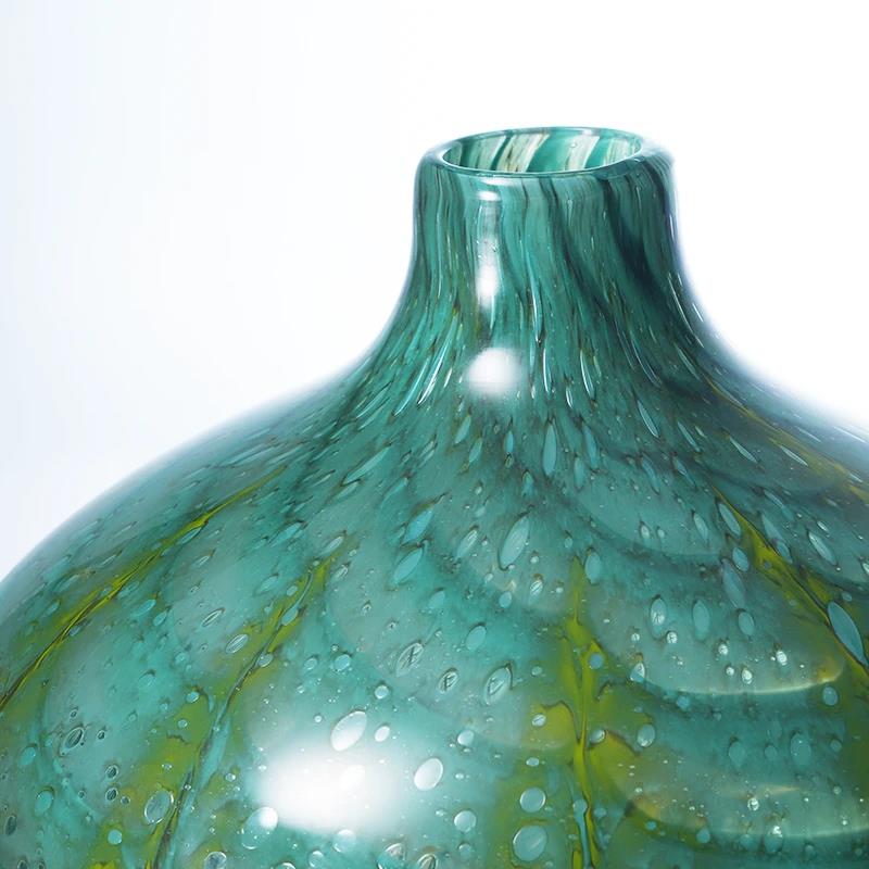 Murrana【Feather Flow】Handcrafted Crystal Glass Peacock Feather Vase – Decorative Floral Accent for Living Room or Entryway