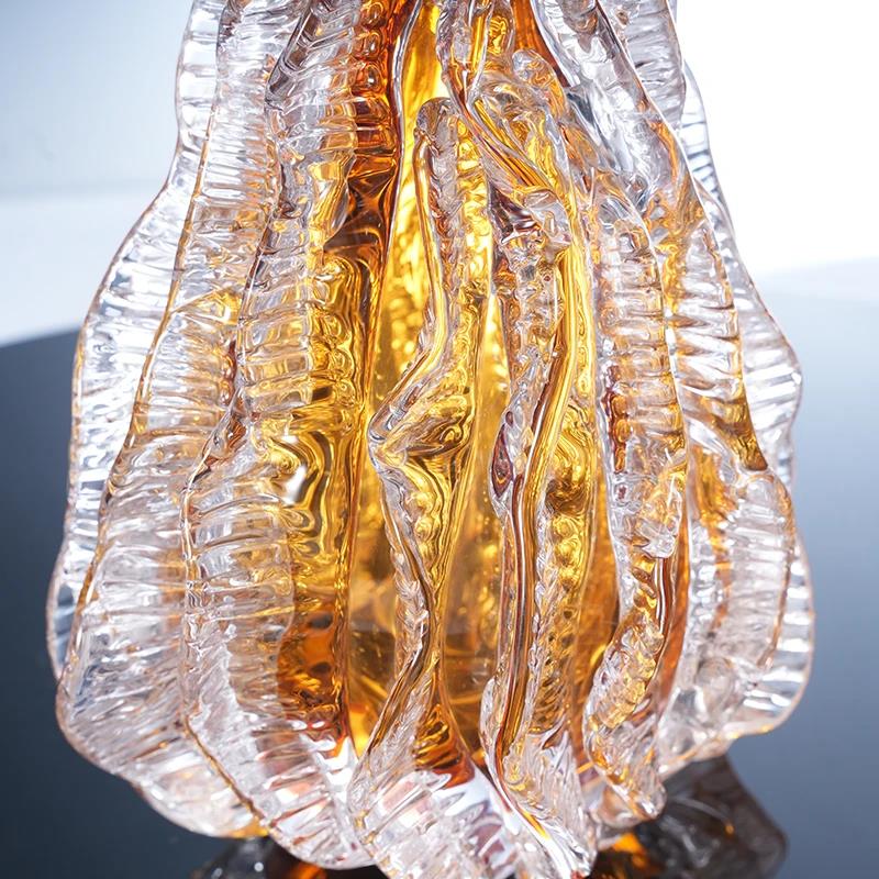 Murrana【Cocoon of Time】Handcrafted Crystal Glass Vase – Artistic Home Decor Centerpiece for Living Room Coffee Table