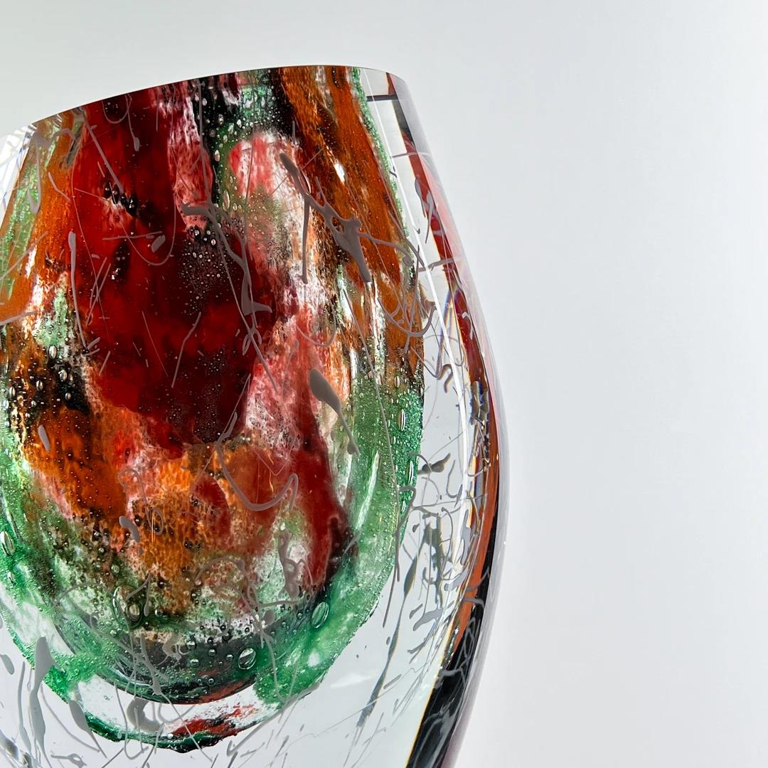 Murrana【Heart of Flame】Italian minimalist abstract art crystal glass light luxury high-end flower vase ornaments