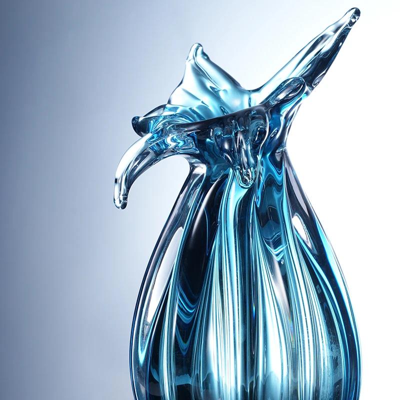 Murrana【Petal Splash】Creative Crystal Glass Vase – Elegant Decorative Piece for Living and Dining Room