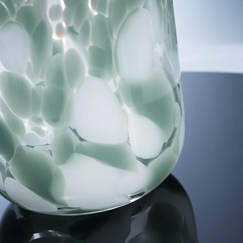 Murrana【Breath of Nature】Handcrafted Crystal Glass Vase – Fresh Floral Artpiece for Dining Table and Living Room Decor
